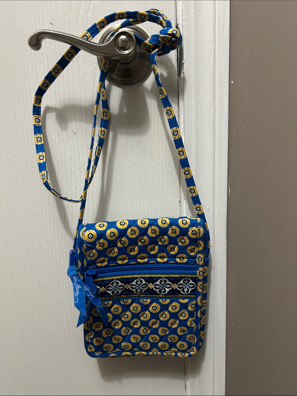 Vera Bradley Blue and Yellow Quilted Crossbody Bag